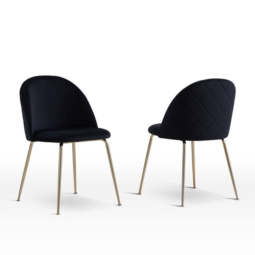 Best Master Furniture Miramar Velvet Metal Dining Chairs in Black (Set of 2)