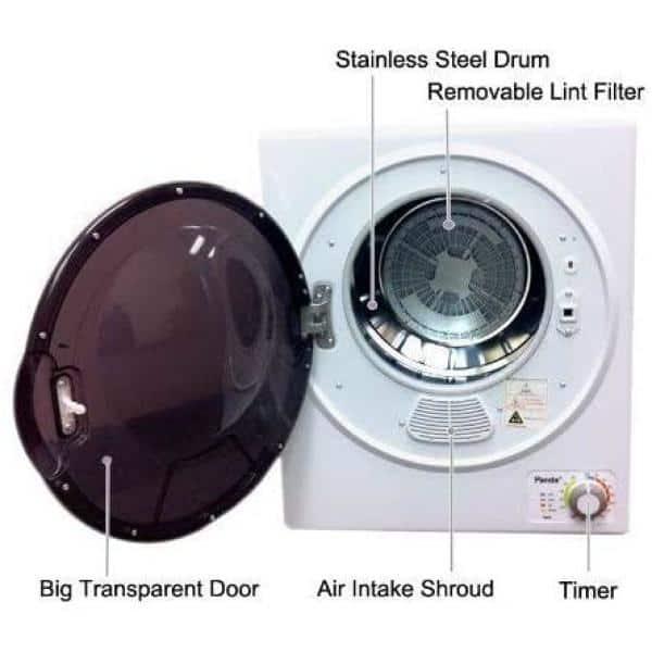 Panda 3.5 Cu.ft Compact Portable Electric Laundry Dryer PAN760SF, 13 Lbs Capacity,White and Black