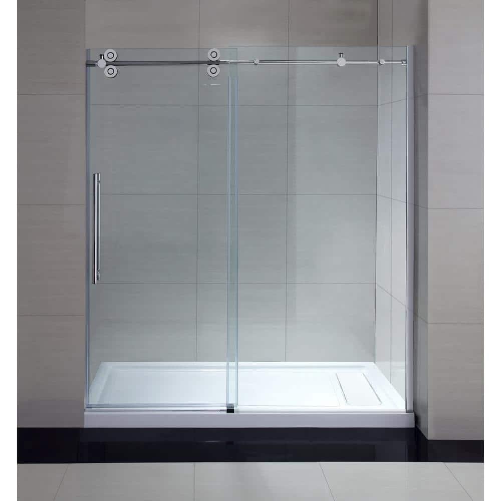 OVE Decors 72" x 36" Rectangle Shower Base Pan, White Acrylic, Hidden Side Drain, Reversible Design