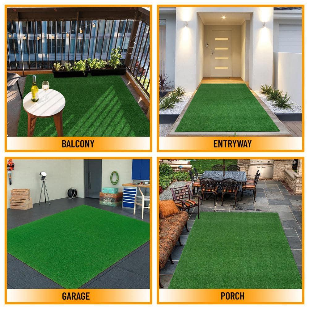 Ottomanson Artificial Grass Turf 7'10" x 9'10" Indoor Outdoor Faux Grass Rug with Drainage Holes, Customizable with Extra Long Size Options, Perfect for Patio Lawn Balcony Weddings Photoshoot Backdrop