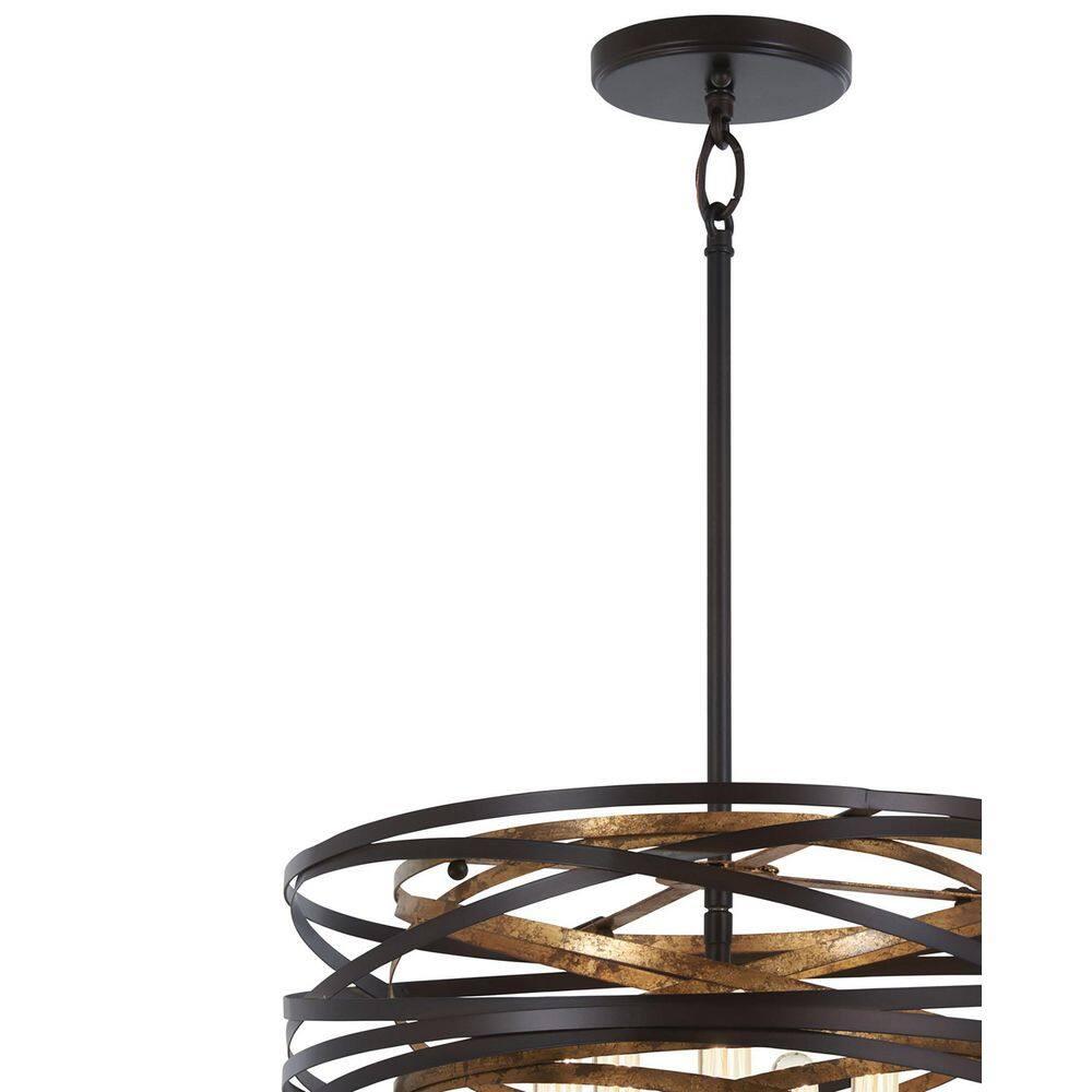 Minka Lavery Dark Bronze Mosaic Gold Pendant Chandelier 16" Wide Modern 5-Light Fixture for Dining Room House Foyer Kitchen Home