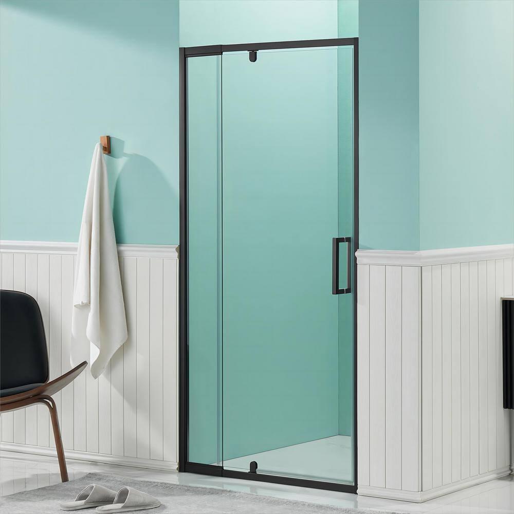 36 in.W - 72 in.H Pivot Shower Door with Clear Glass and Stainless Steel Handle