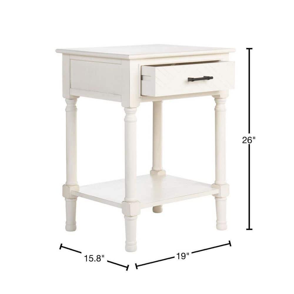 Peyton 1 Drawer Accent Table - Distressed White - Safavieh