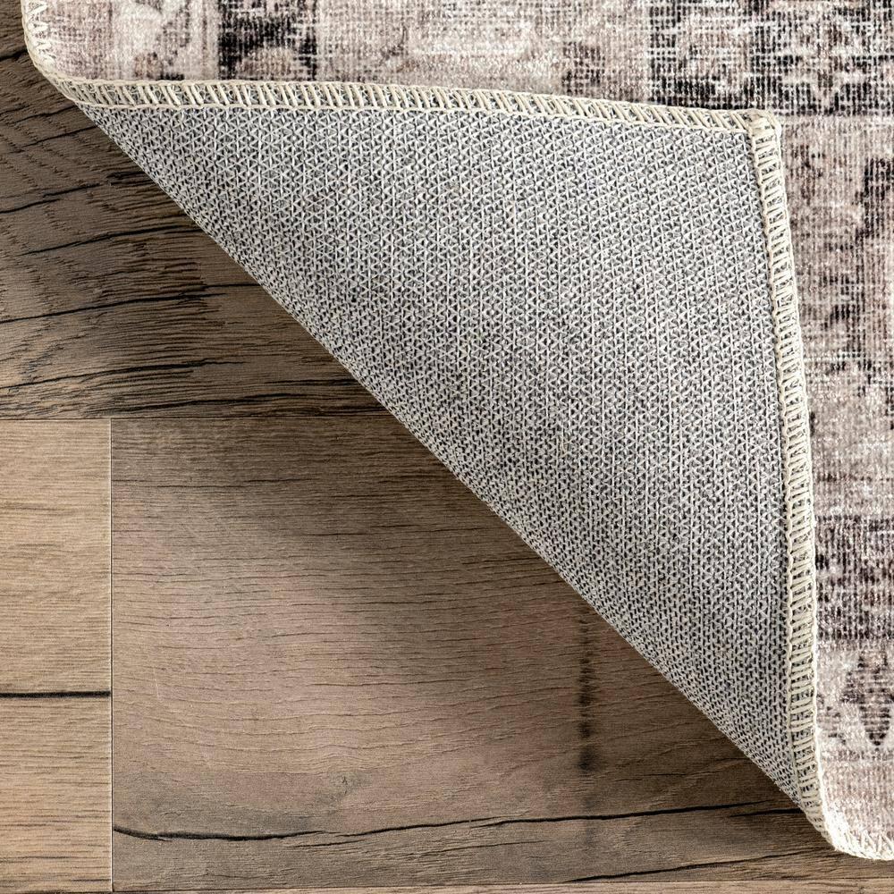 Nuloom Davi Medallion 6x9 Spill Proof Machine Washable Indoor Area Rug for Living Room Bedroom Dining Room, Stone/Ivory