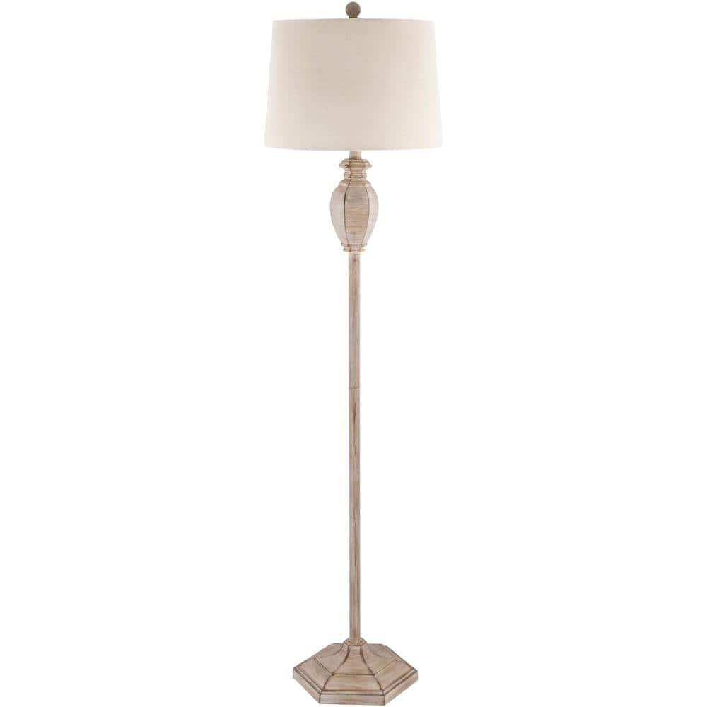 Eburne Classic Gray Floor Lamp with Linen Polyester Shade