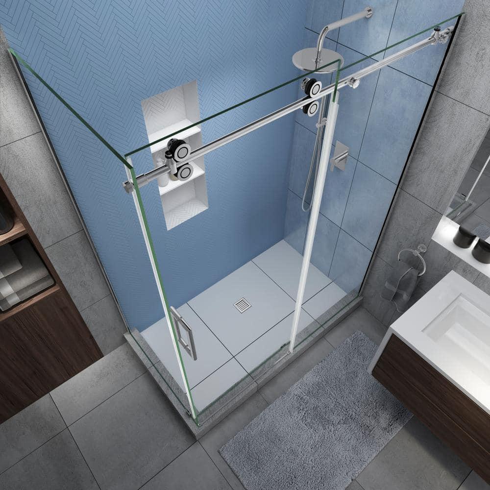 Aston Langham XL 56" - 60" W x 38" D x 80" H Frameless Rectangle Sliding Shower Enclosure SEN979EZ.UC-CH-603880-L