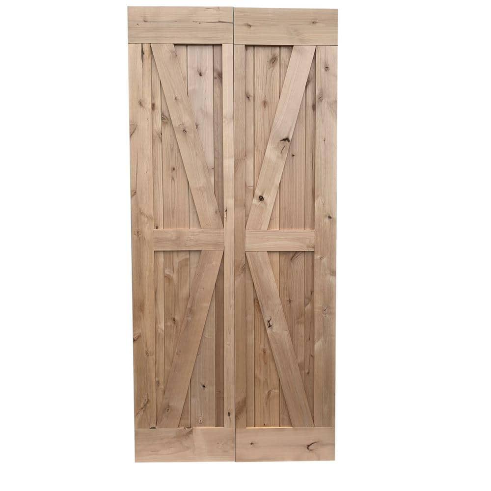 Lubann Paneled Solid Alder Wood Bifold Biparting Barn Door Slab