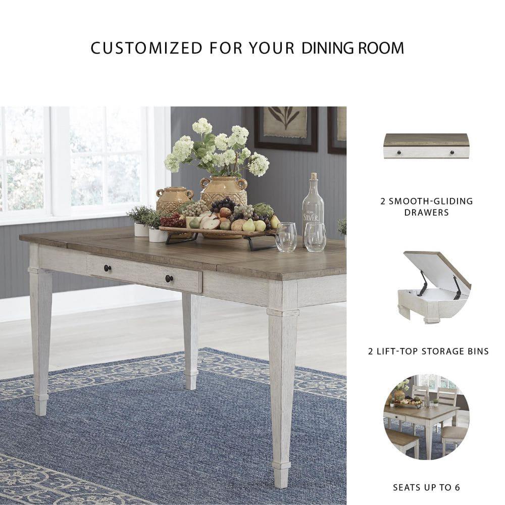 Signature Design by Ashley Casual Skempton Dining Table, White/Light Brown