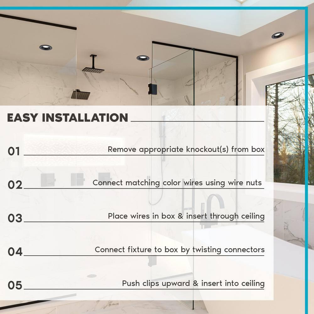 4" Regressed Selectable CCT New Construction LED Canless Recessed Lighting Kit