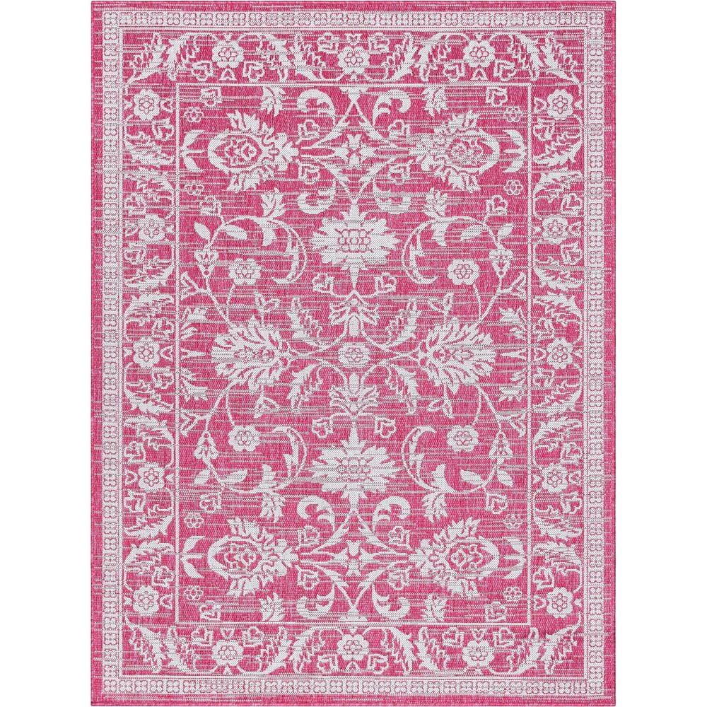 Lia Delphi Persian Oriental Fuchsia Indoor/Outdoor Area Rug