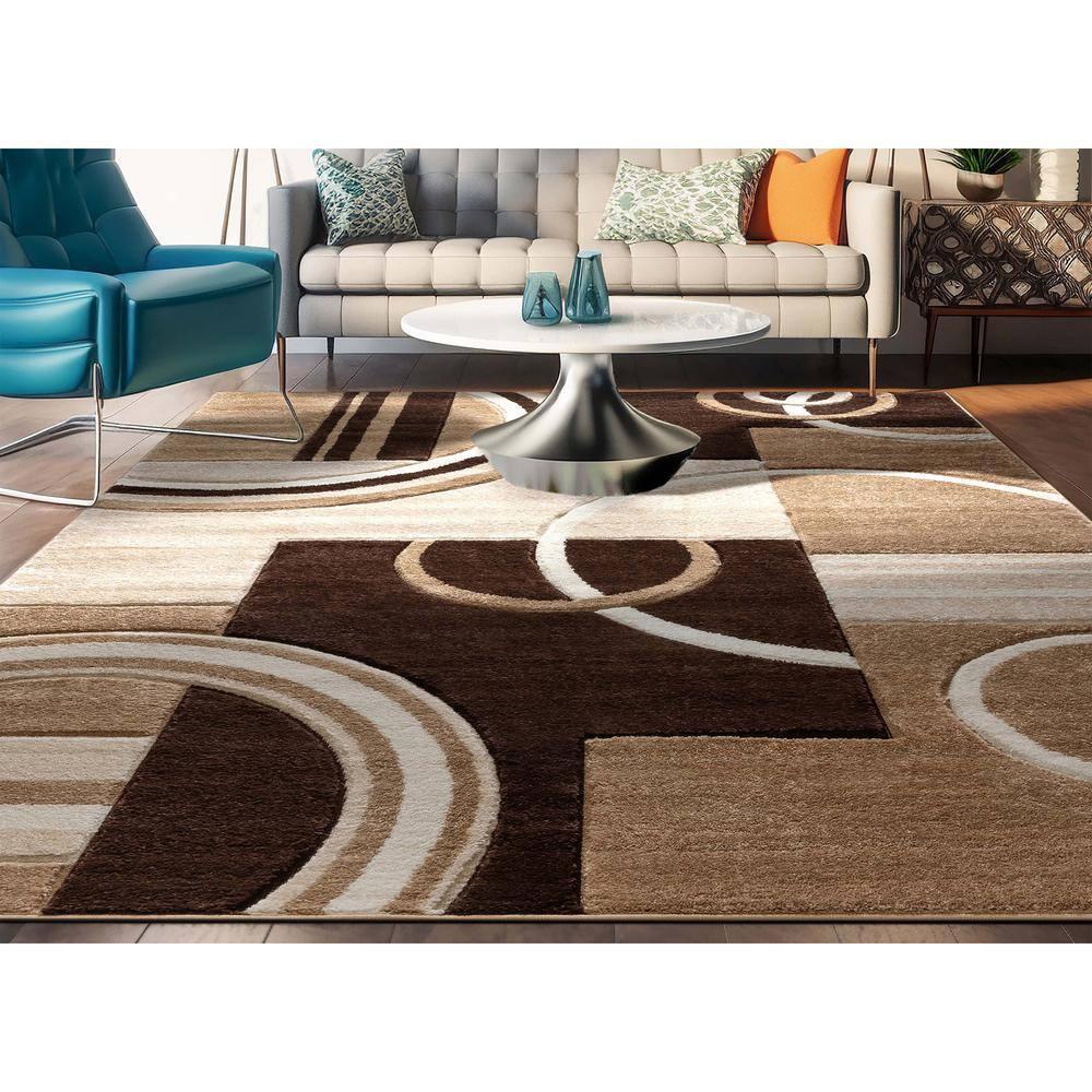 Well Woven Ruby Galaxy Waves Modern Geometric Ivory 3'11" x 5'3" Area Rug