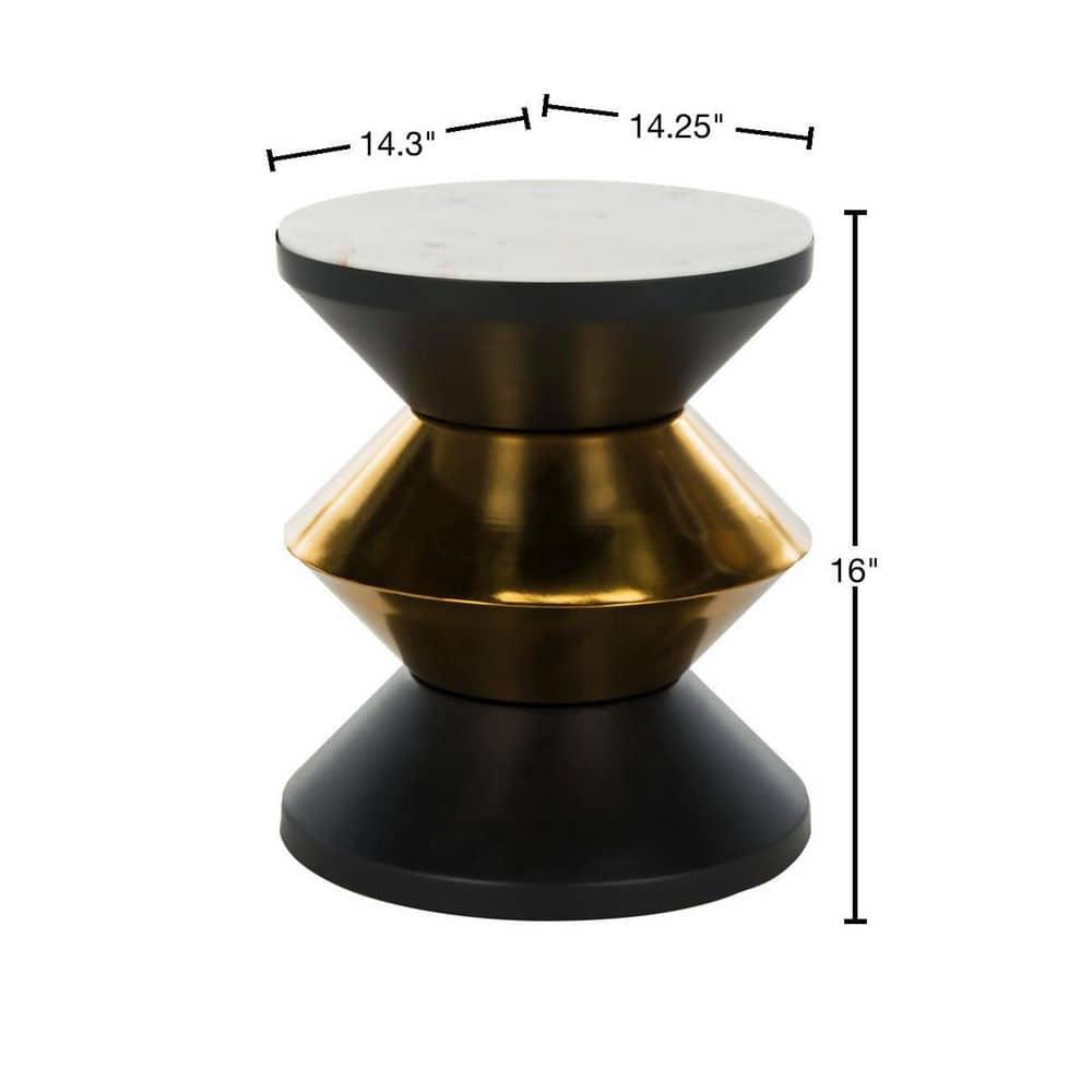 Azizi Stone Top Side Table - ACC3202A - Black/Gold - Safavieh