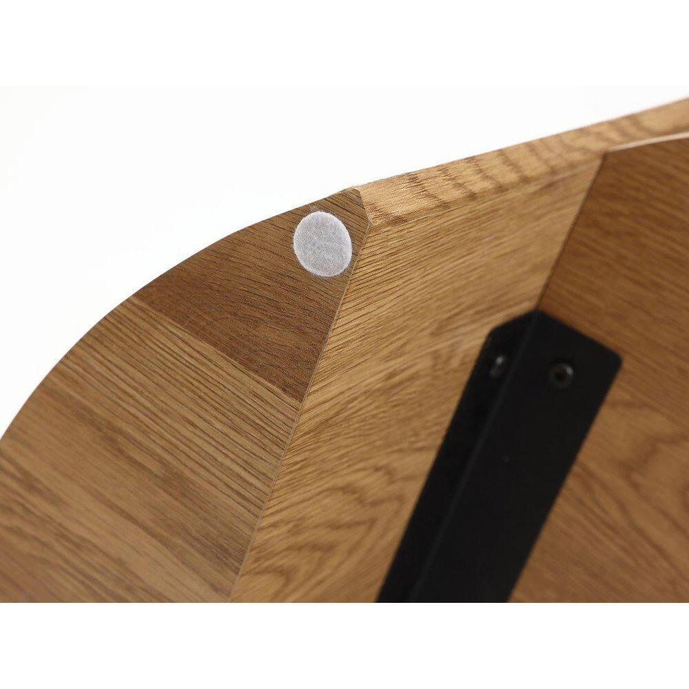 LuxenHome Natural Finish Manufactured Wood 23.6-Inch Round Coffee Table with Faux Marble Top Brown