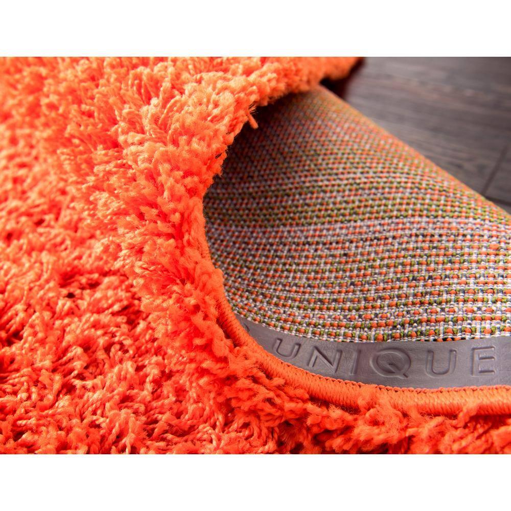Unique Loom 4' 1 x 6' 1 Solid Shag Tiger Orange Area Rug