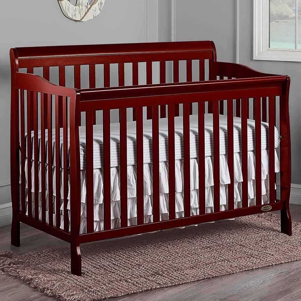 Dream On Me Ashton 5-in-1 Convertible Crib, Cherry, Greenguard Gold and JPMA Certified
