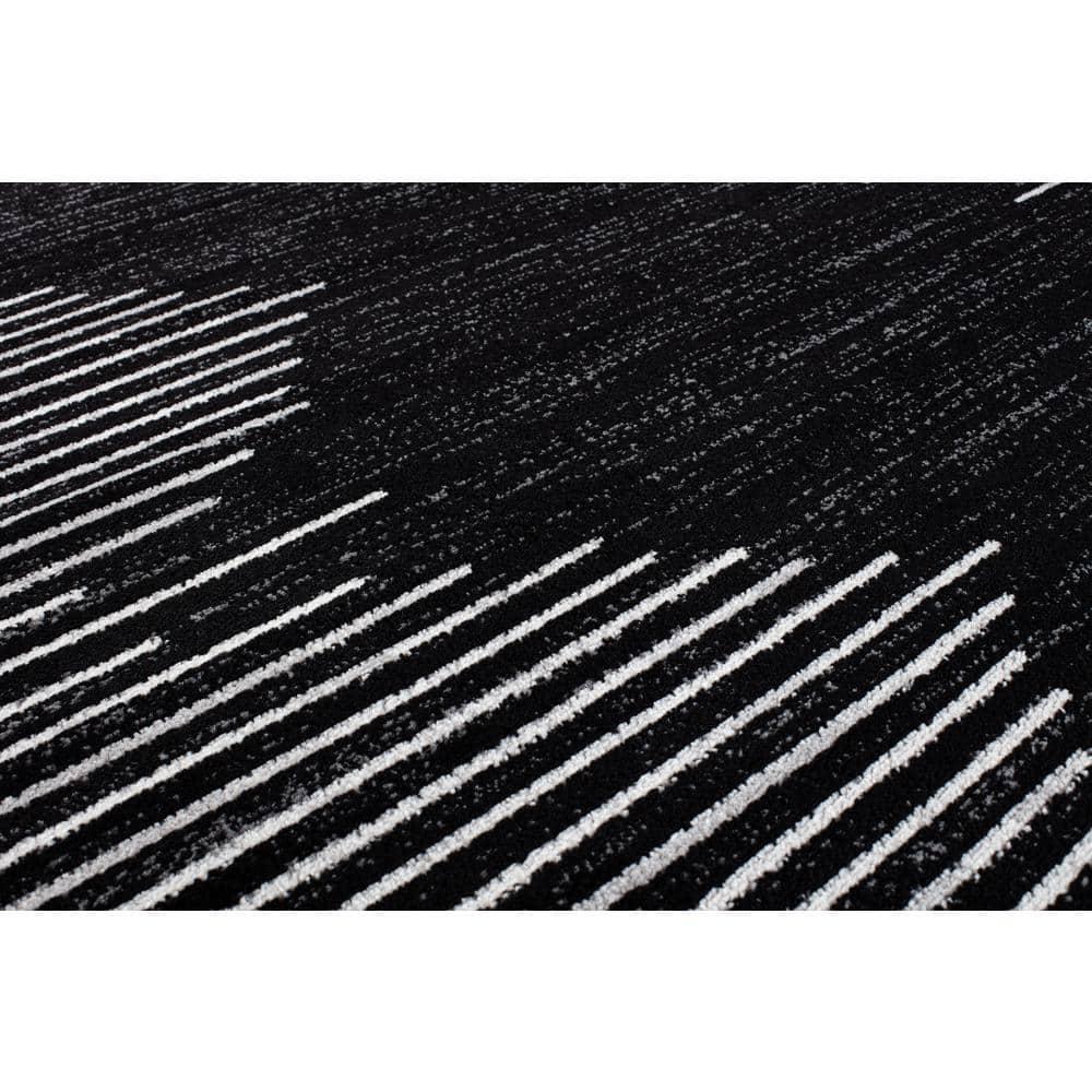 World Rug Gallery Bohemian Stripe Area Rug - Black 5' x 7'