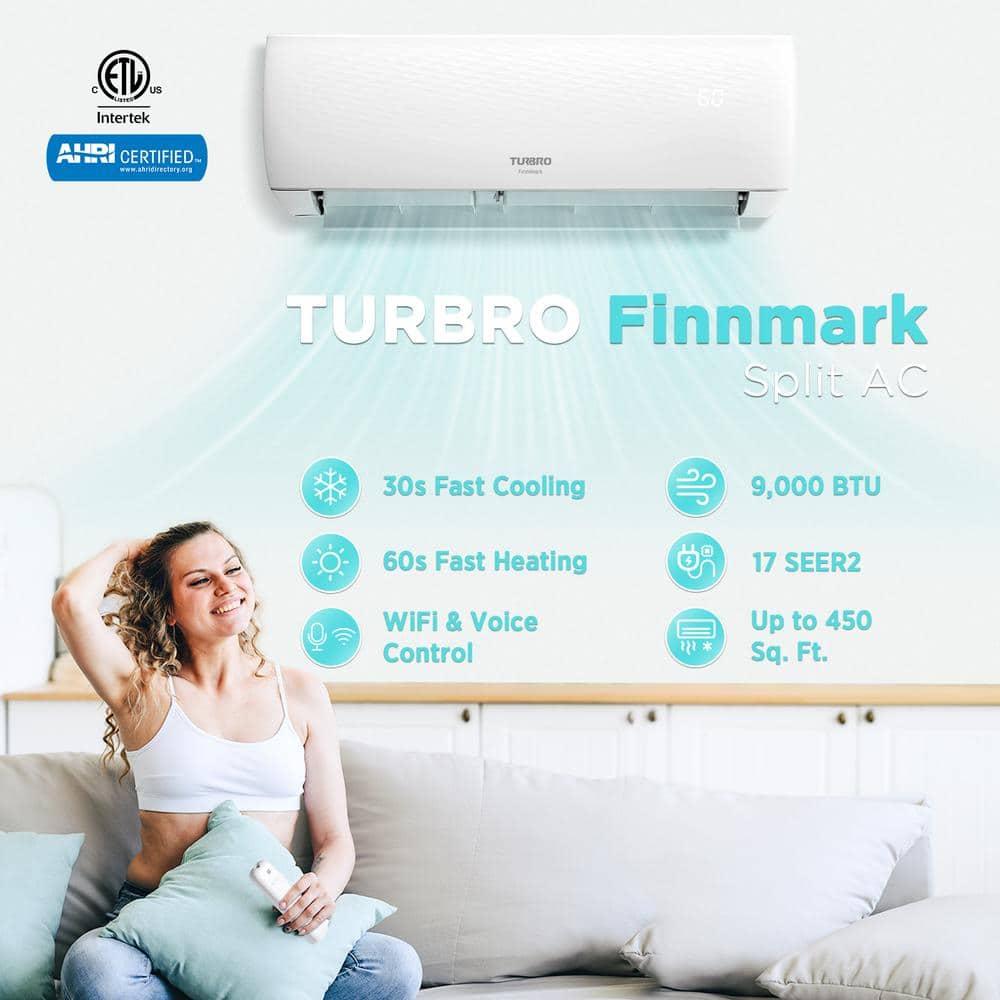 TURBRO TURBRO 9000 BTU Wi-Fi Connected Ductless Mini Split Air Conditioner R32 Refrigerant up to 450 Sq Ft