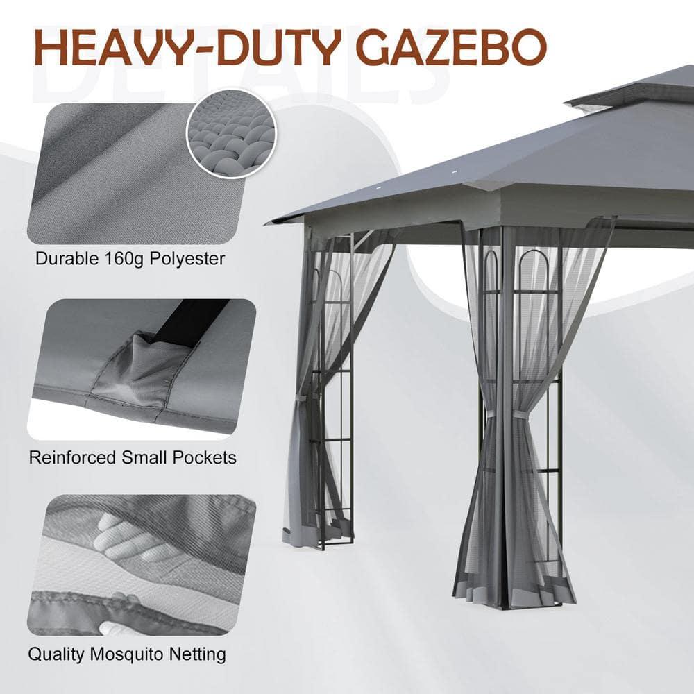 13 Ft. W x 11 Ft. D Steel Patio Gazebo with Netting