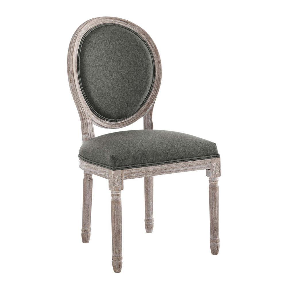 Modway Emanate 19.5" Fabric Dining Side Chair with Oval Back in Natural/Gray