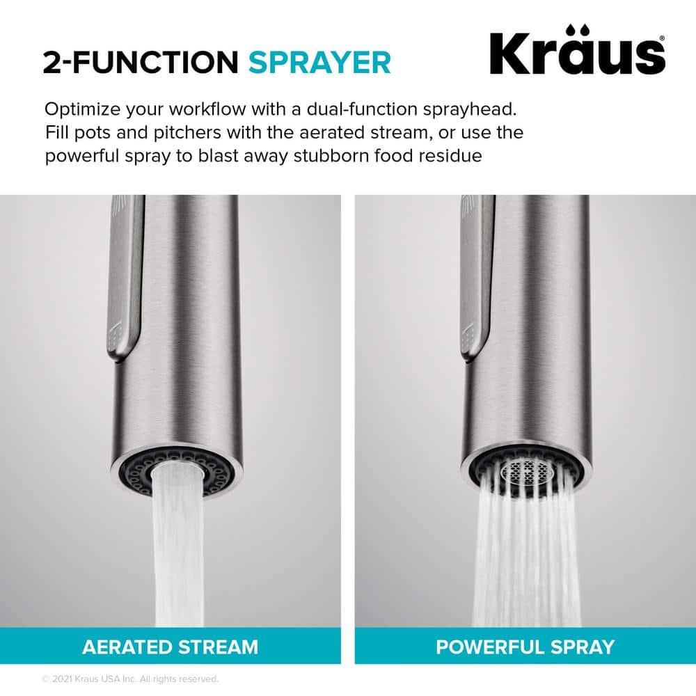 KRAUS Oletto Contemporary Pull-Down Single Handle Kitchen Faucet in Spot Free Stainless Steel, KPF-3104SFS