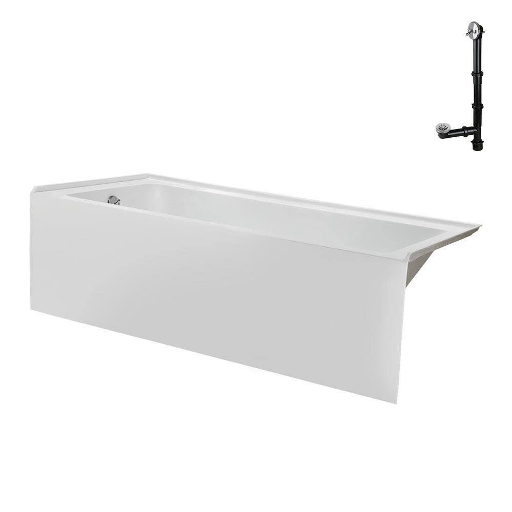 Streamline Bath Streamline 60 in. x 30 in. Acrylic Left-Hand Drain Alcove Bathtub in Glossy White With External Drain NAL-5320-CH