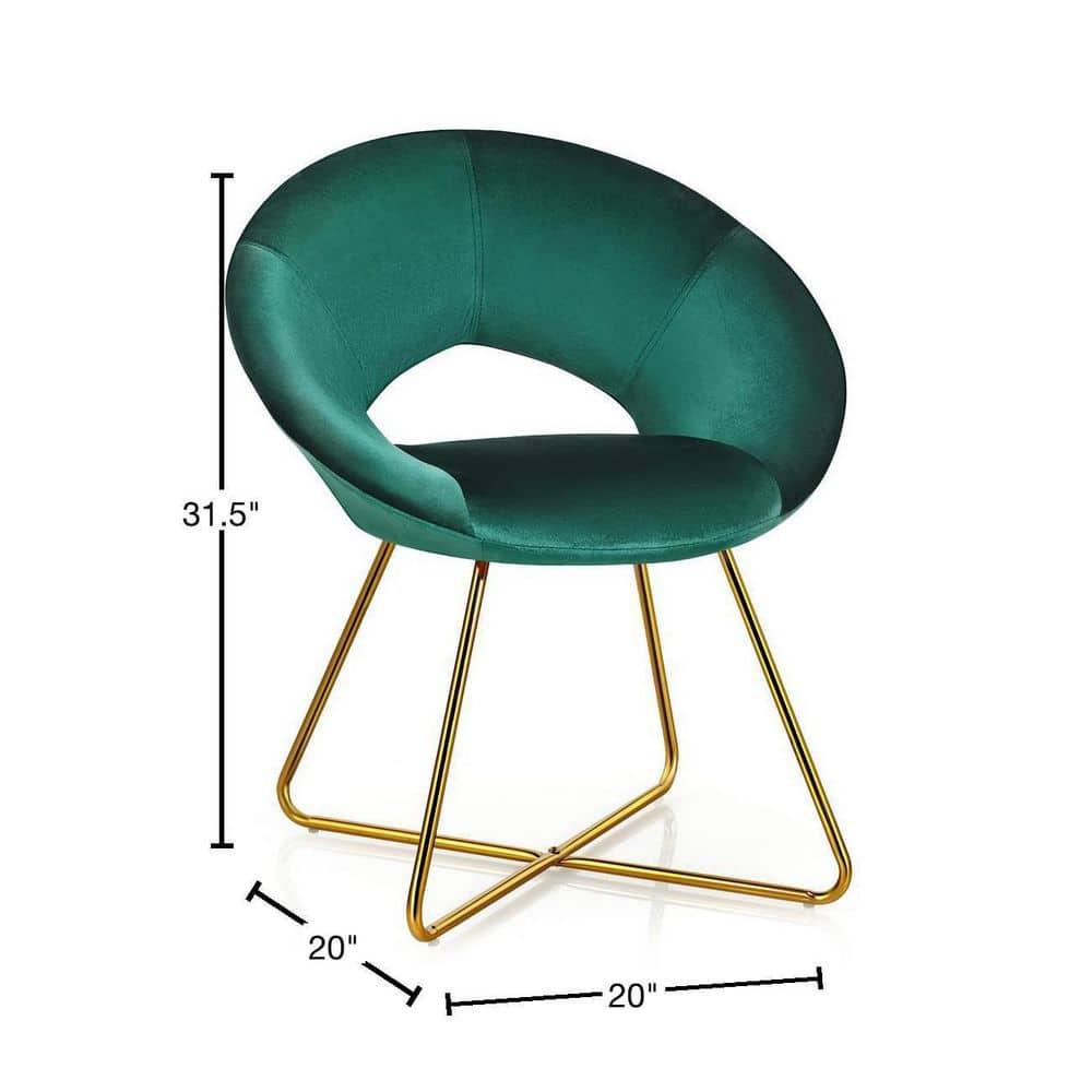 Costway Modern Velvet Accent Chair Upholstered Vanity Chair w/Golden Metal Leg Dark Green