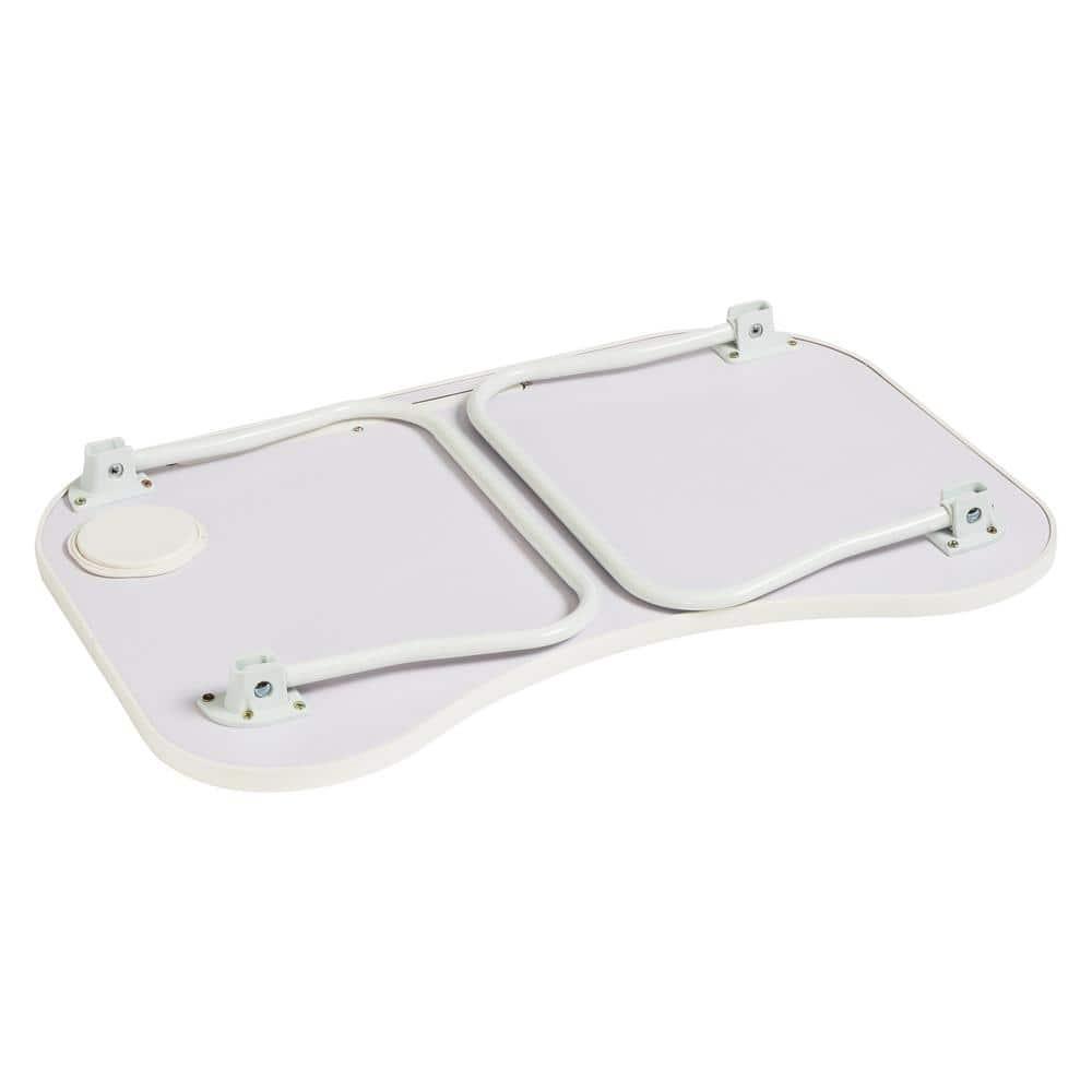 Honey-Can-Do Escritorio Plegable con Portavasos, Blanco/nogal Sintético