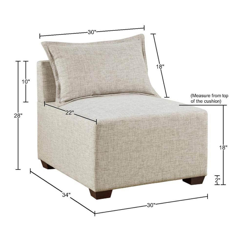 INK+IVY Molly Modern Woven Fabric Upholstered Modular Armless Chair in Tan