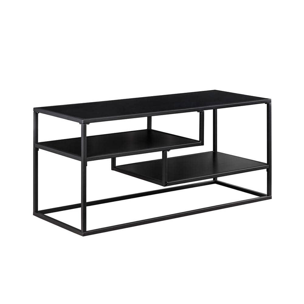 Walker Edison 40" Contemporary 2-Shelf TV Stand for TVs up to 43", Solid Black