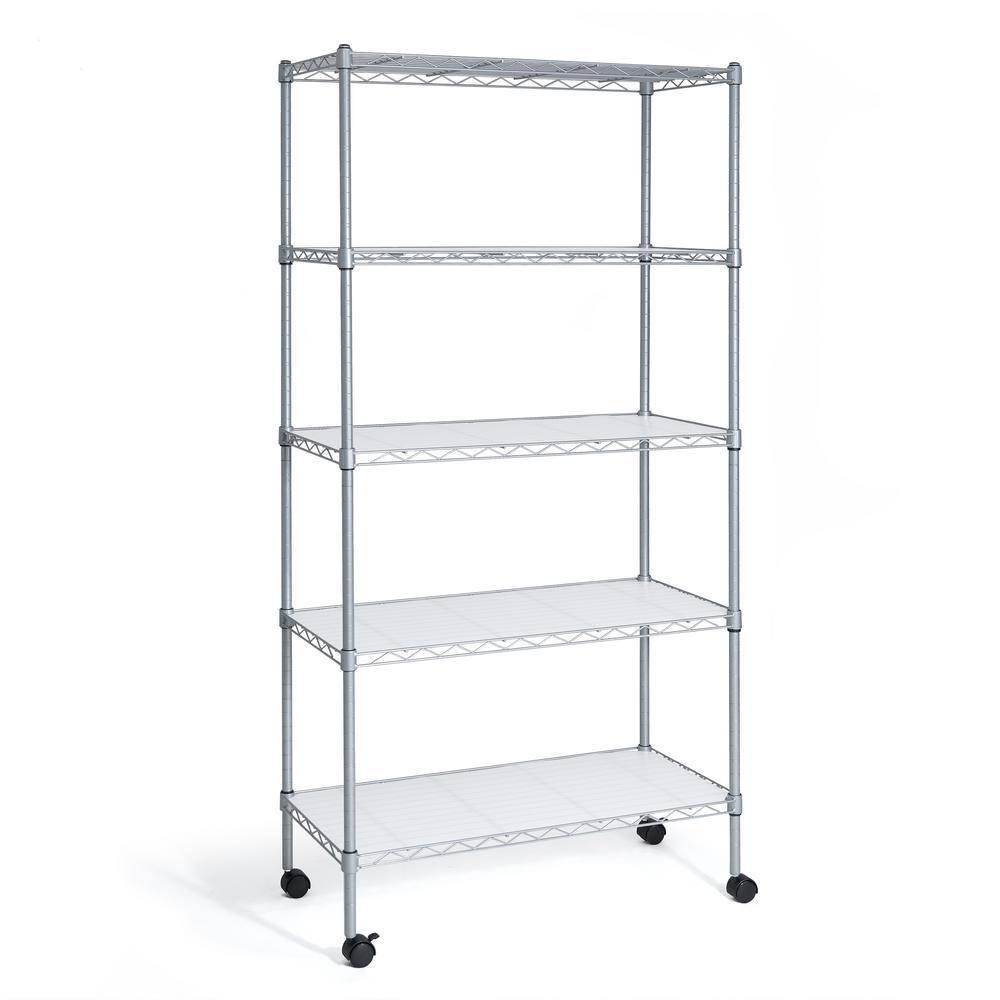 CAPHAUS NSF Commercial Grade Heavy Duty Wire Shelving w/ Wheels, w/ Liner, 36 x 18 x 76 5-Tier
