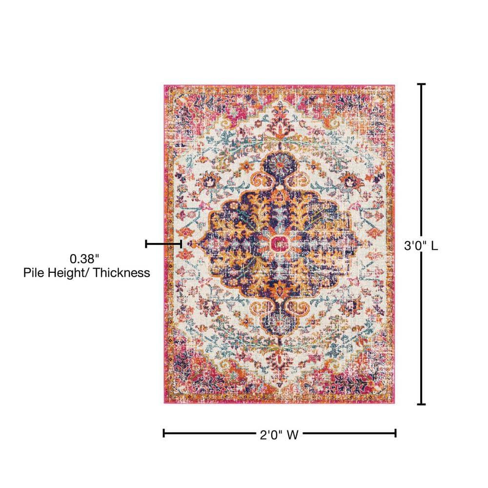 Livabliss Harput Vintage Medallion Area Rug,2' x 2'11",Garnet