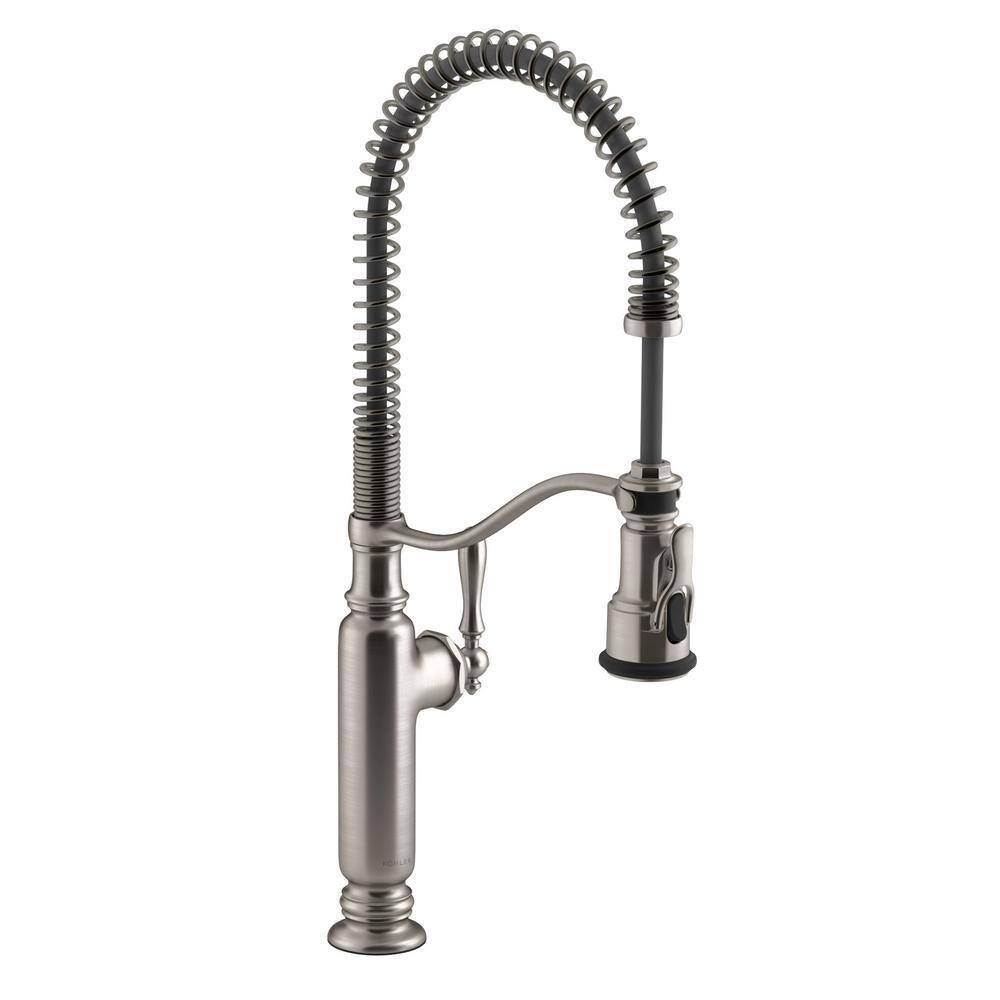 Kohler Tournant® Single Handle Semi-Professional Pre-Rinse Kitchen Faucet with Three-Function Pull Down Sprayer
