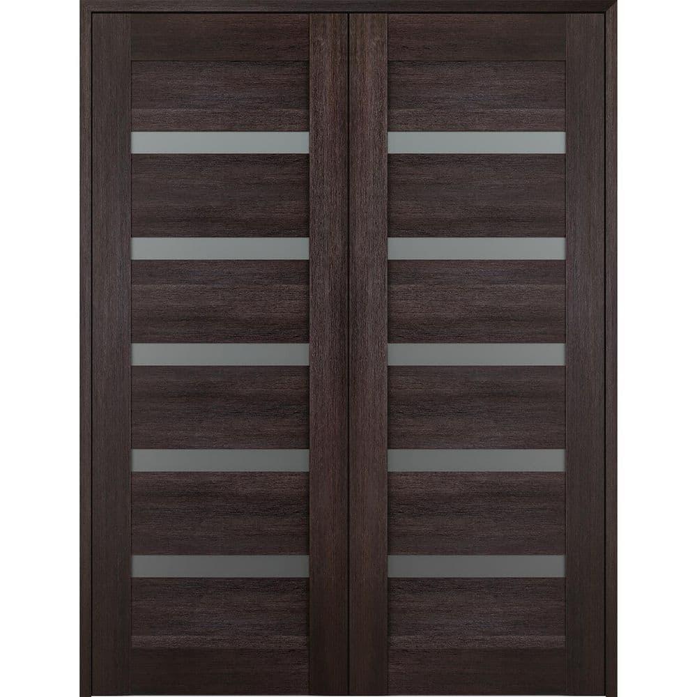 Belldinni Avon 07-04 Vetro Manufactured Wood and Frosted Glass Composite Double Prehung French Door