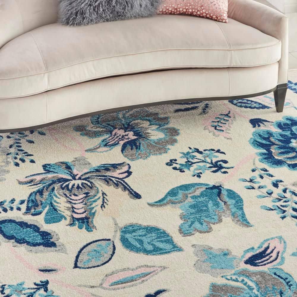 Nourison Tranquil 8' X 10' Ivory/Light Blue Area Rug French Country Eclectic Floral by Nourison