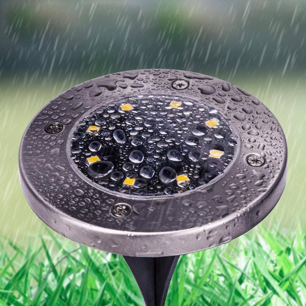 Solar Lights Outdoor, Solar Disk Lights 8 LED Waterproof Solar Lights Outdoor for Patio Pathway Garden Lawn Yard Driveway Deck Walkway - Warm White (8 Pack)