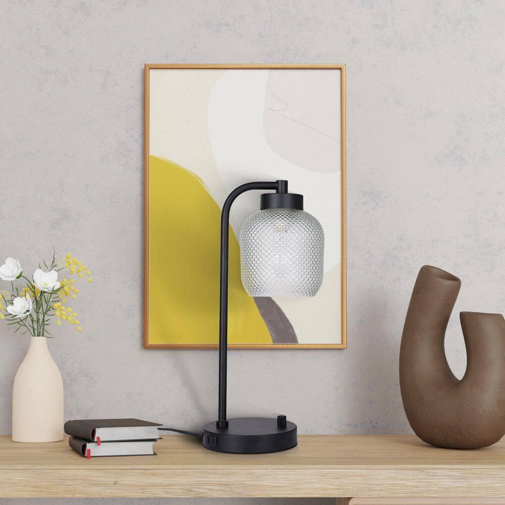 Kenroy Home Prismatic Glass Downbridge Black Desk and Task Lamp with Adjustable Arm and Energy-Efficient Lighting for Home Offices, Workspaces, and Study Areas