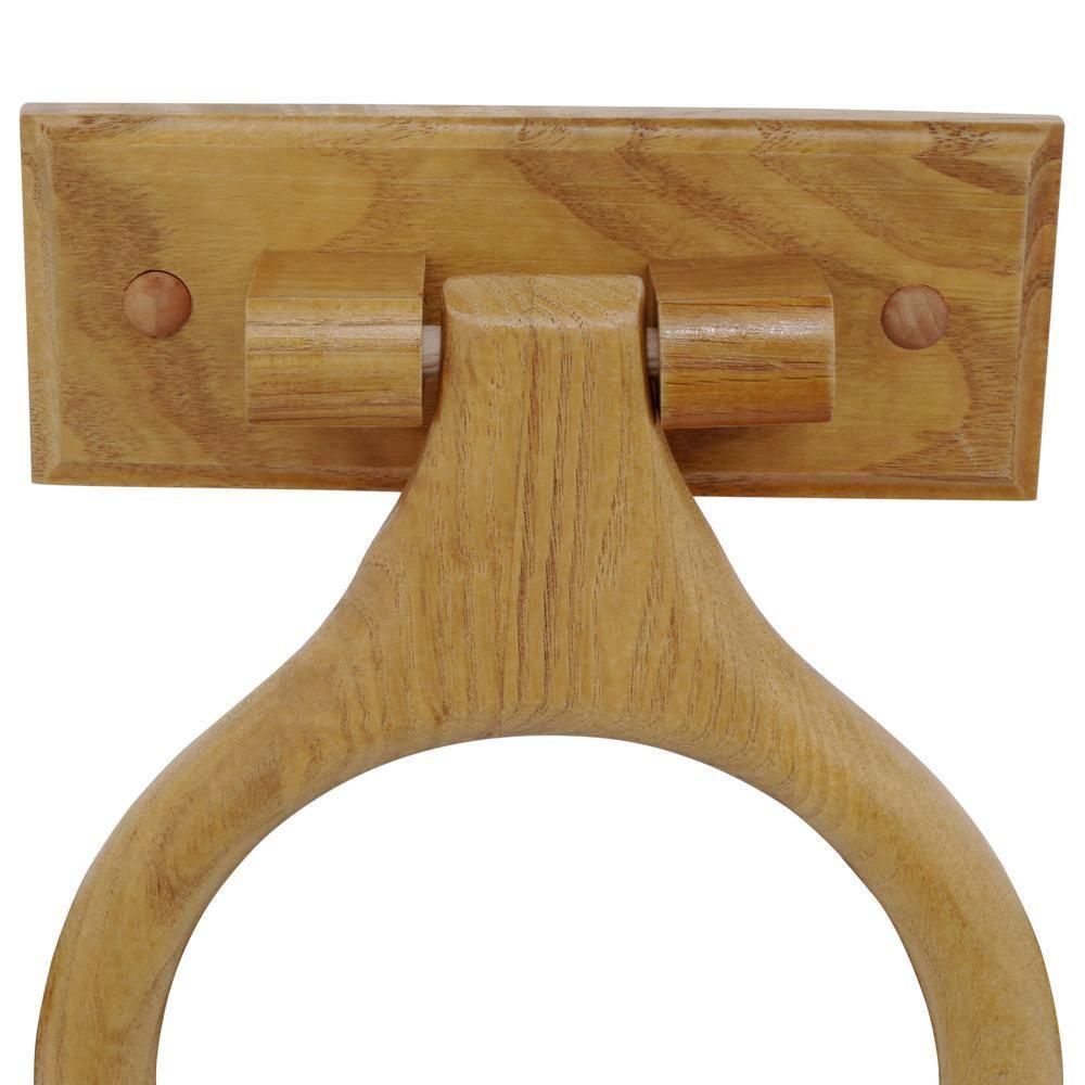 Dalton 4-Piece Bathroom Accessory Set, Honey Oak, Includes Towel Bar, Towel Ring, Toilet Paper Holder, and Robe Hook – Design House, 561258