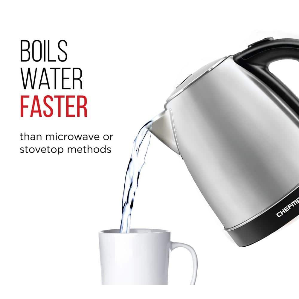 Chefman Rapid Boil 1.7L Electric Kettle w/ Swivel Base, Auto Shut Off - Stainless Steel