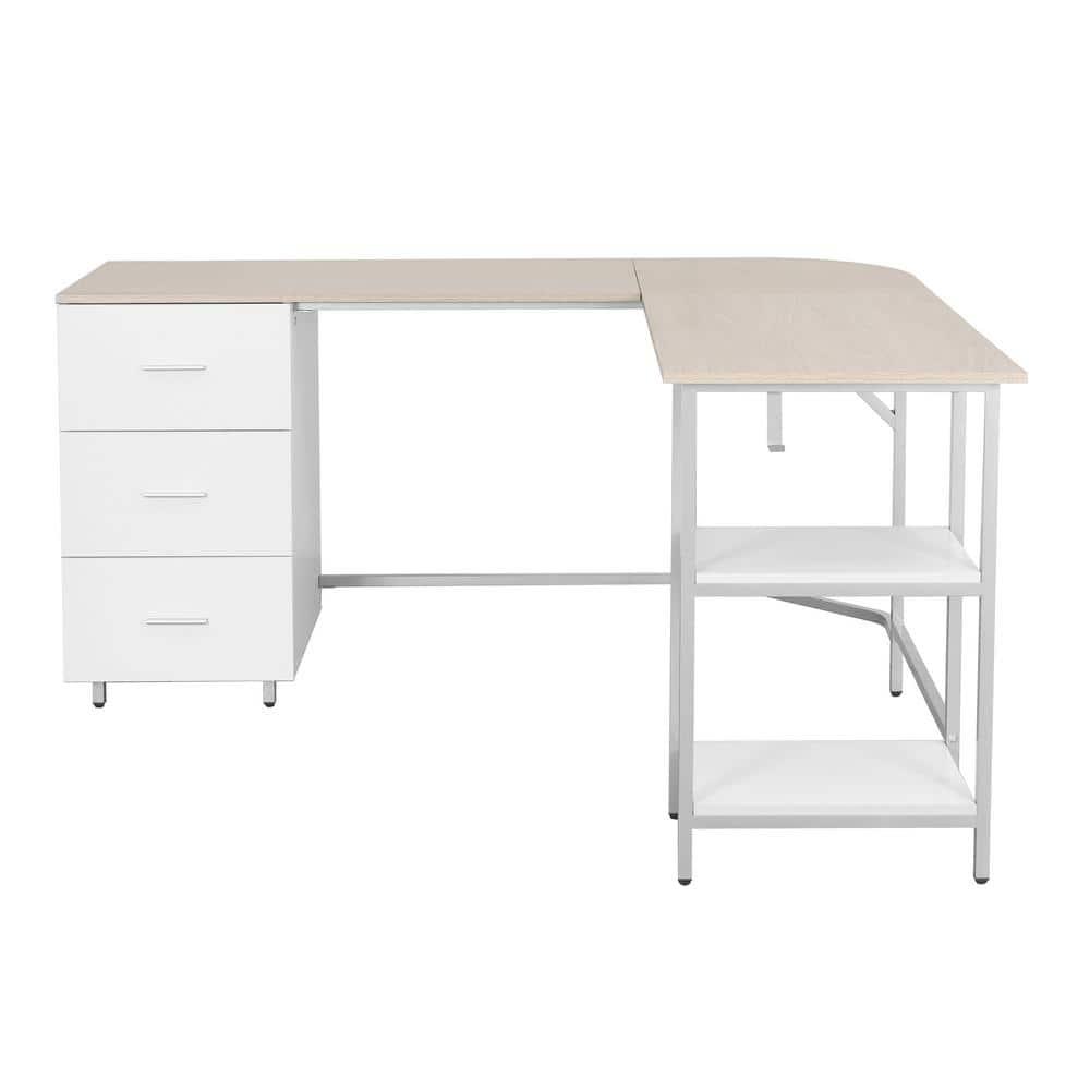 17 Stories Techni Mobili L-Shape Home Office Two-Tone Desk With Storage