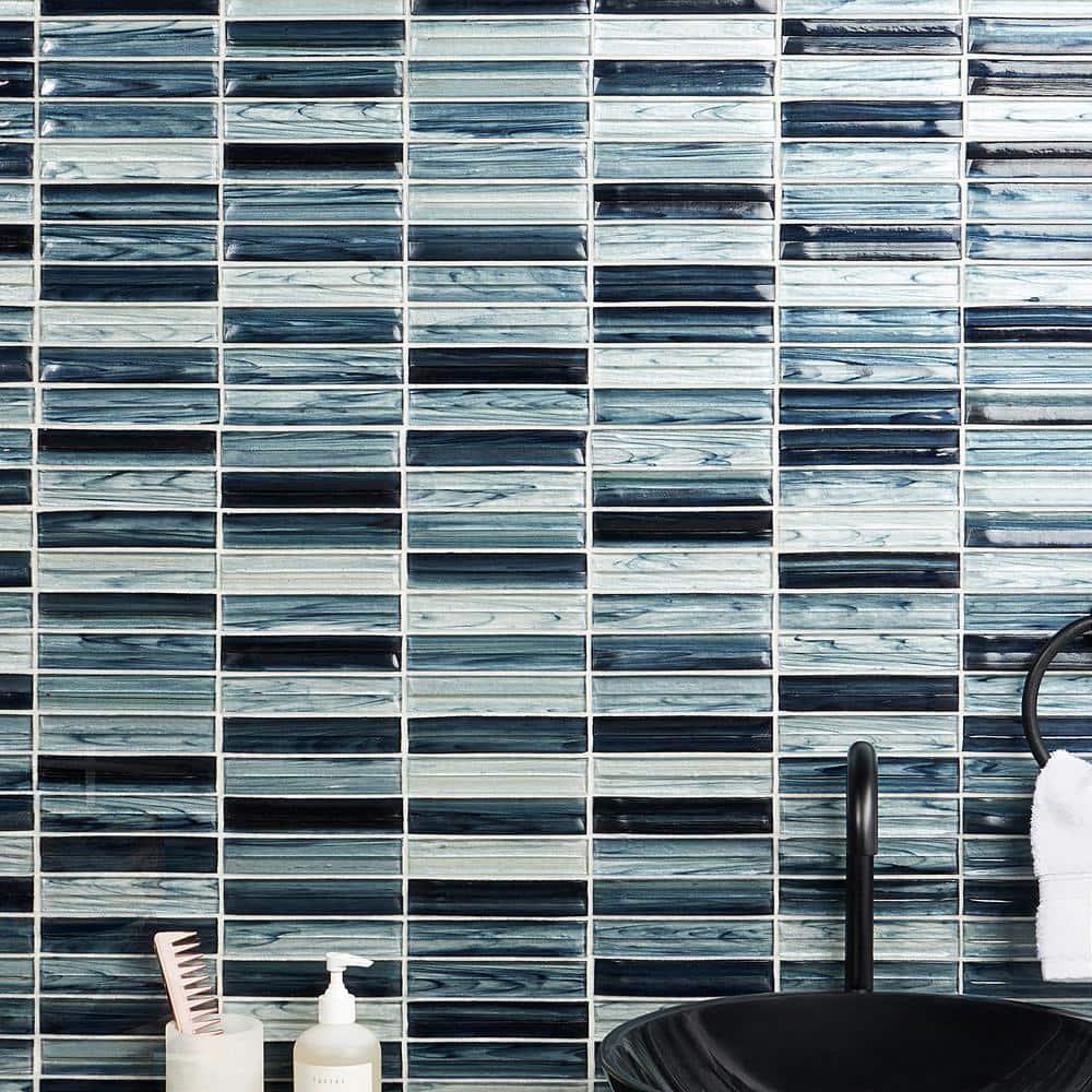 Tara Stacked 11.61" x 11.73" Molten Glass Mosaic Wall Tile (0.95 Sq. Ft. / Sheet)