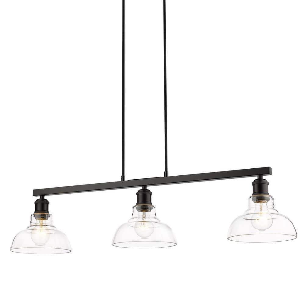 Golden Lighting Carver 3-Light Semi-flush in Matte Black with Clear Glass