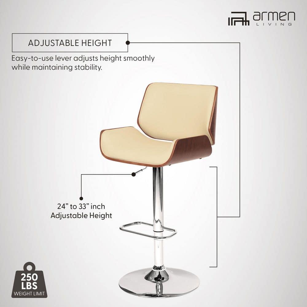 London Swivel Barstool Cream/Walnut - Armen Living