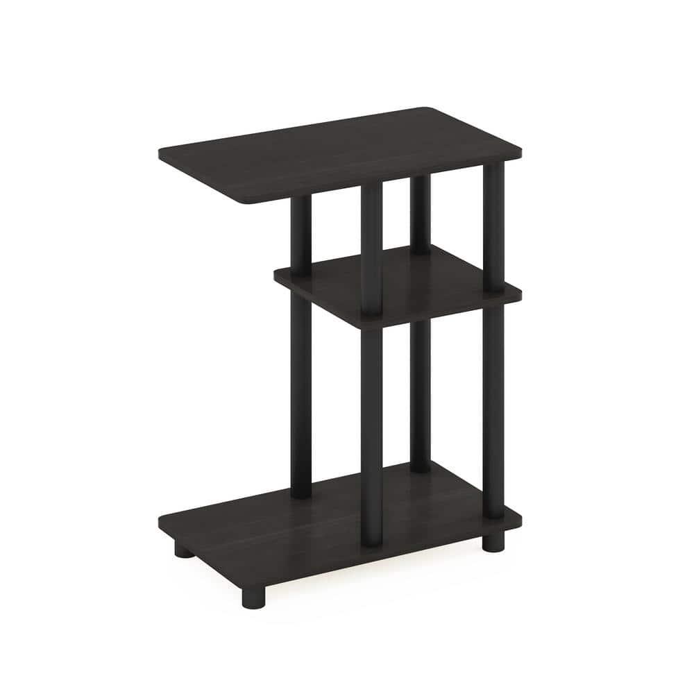 Furinno Turn-N-Tube C Shape Sofa Side Table, Espresso/Black