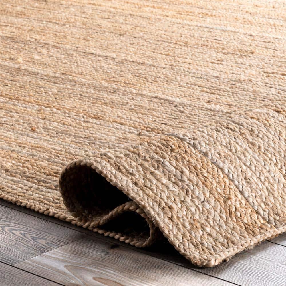 nuLOOM Rigo Hand Woven Farmhouse Jute Area Rug, 3' x 5', Natural
