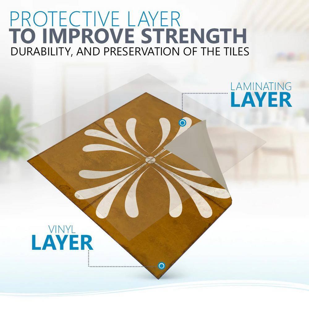 Mi Alma Gold Beige Vintage Flower Peel & Stick Tiles - Vinyl Backsplash 8x8