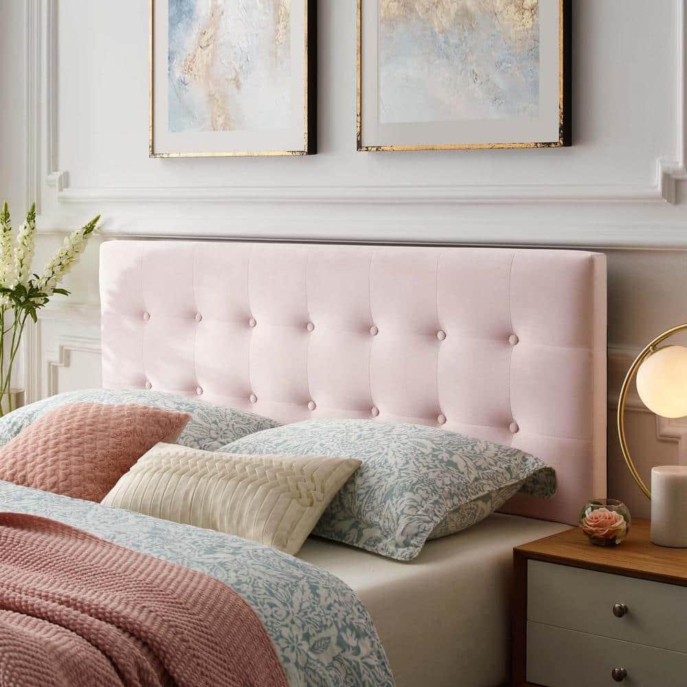 Queen Emily Biscuit Tufted Performance Velvet Headboard Pink - Modway: Adjustable Height, Plywood & Fiberboard Frame, Velvet Upholstery