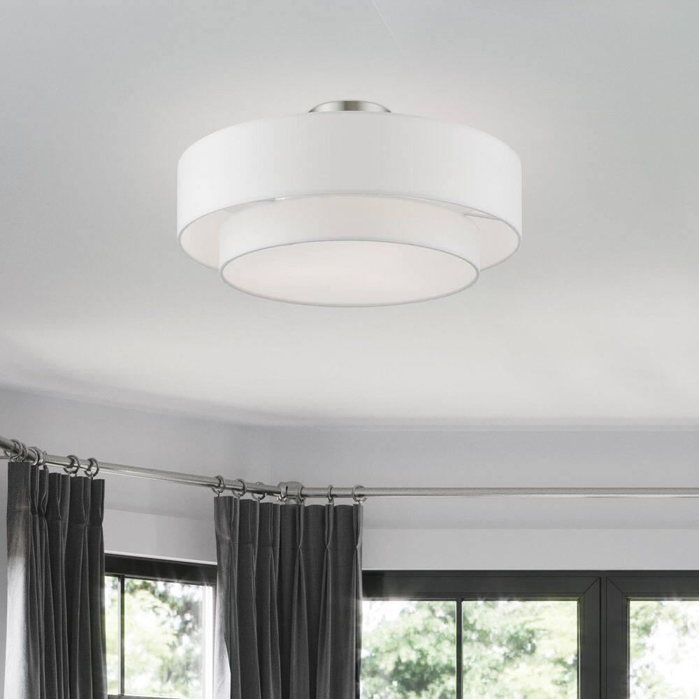 Livex Lighting Meridian 3 - Light Semi-Flush Mount in  Brushed Nickel