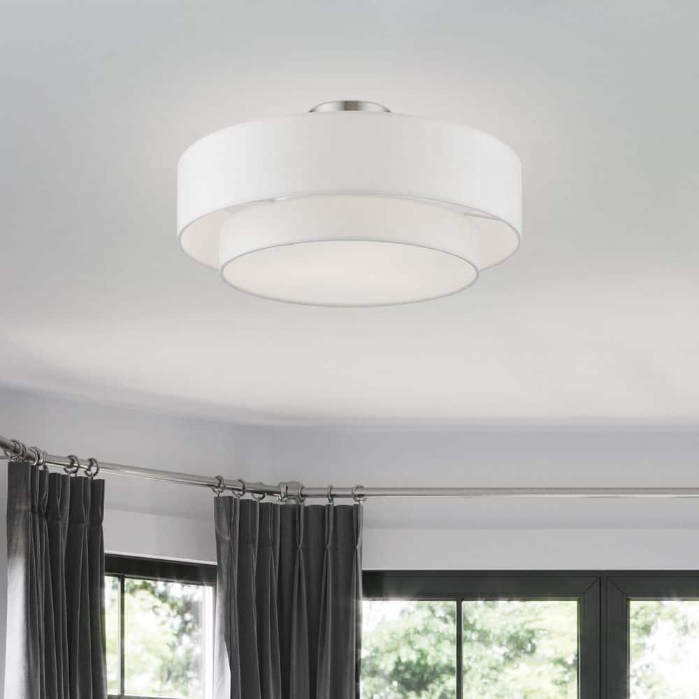 Livex Lighting Meridian 3 - Light Semi-Flush Mount in  Brushed Nickel