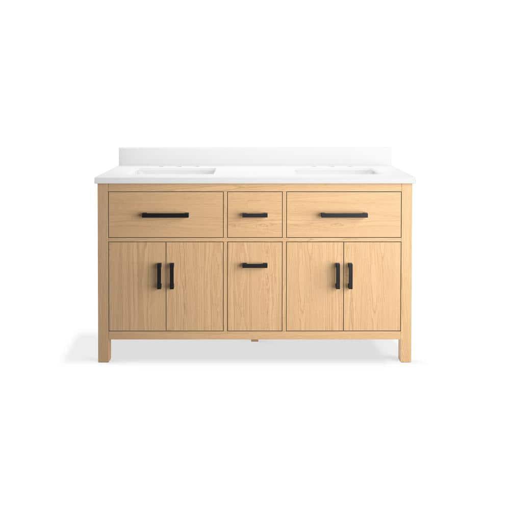 Kresla 60 In. Bathroom Vanity Cabinet With Sinks And Quartz Top