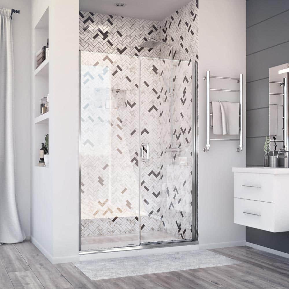 Distinctive Elite 58.06" W x 71.38" H Hinged Semi-Frameless Shower Door